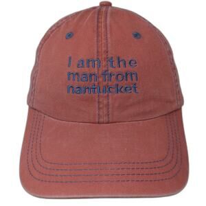 I Am The Man From Nantucket Strapback Hat Red One Size Embroidered Ahead